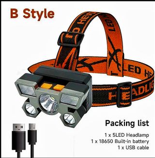 Linterna frontal LED recargable