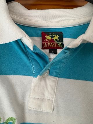 Polo La Martina rayas azul claro-blanco M