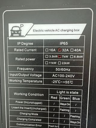 Cargador coche eléctrico regulable hasta 7kW 
