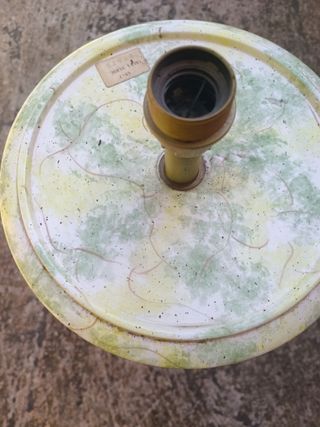 Pie de lampara ceramica verde-amarilla