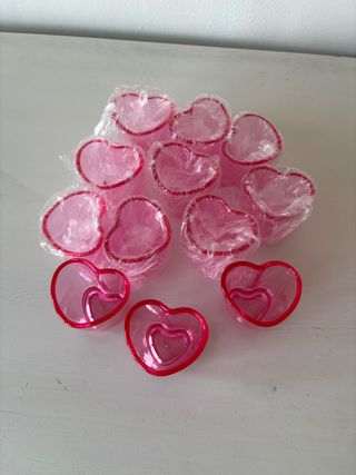 12 Vasos chupitos Corazón Rosa