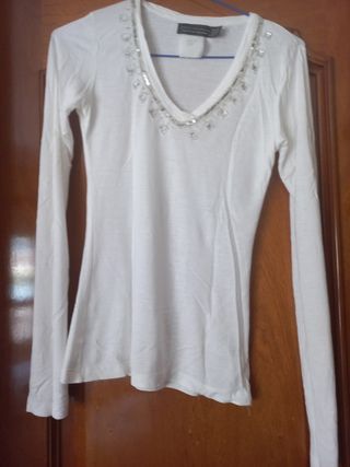 Jersey blanco c/pedreria - Talla M