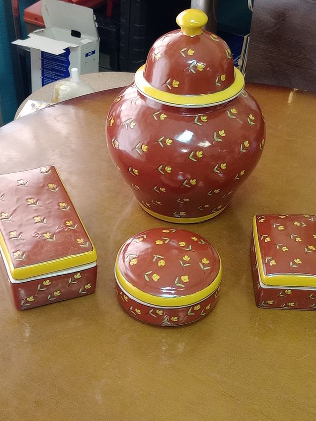 Juego Cerámica Vintage 4 piezas