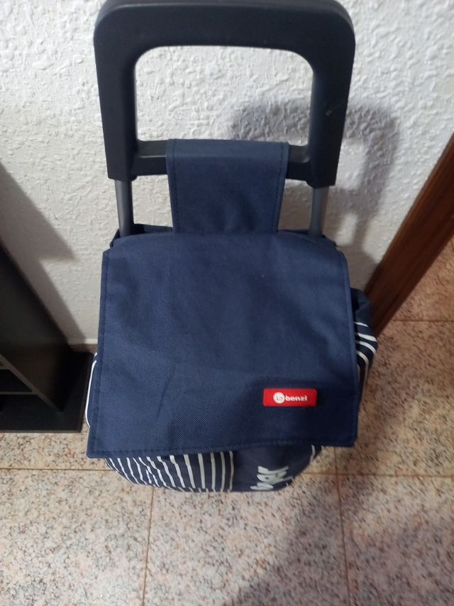 Carrito compra Benzi azul y blanco.Ligero/ resiste