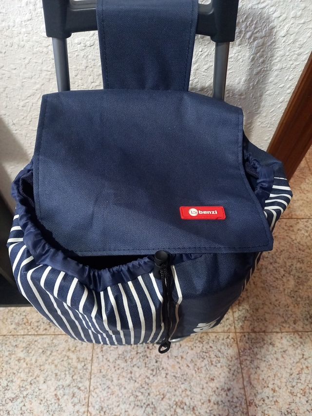 Carrito compra Benzi azul y blanco.Ligero/ resiste