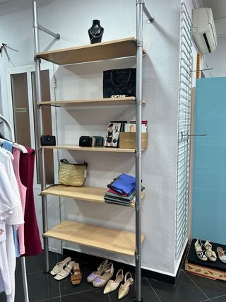 Estantería metálica-madera beige