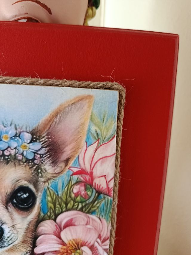 Cuadro Chihuahua con flores