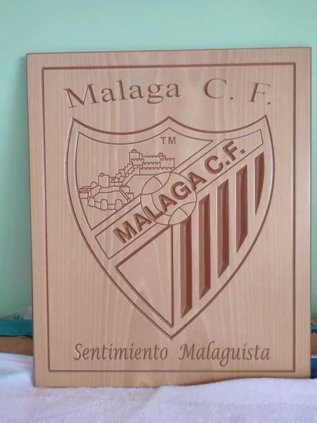 Escudo Málaga CF - Madera tallada
