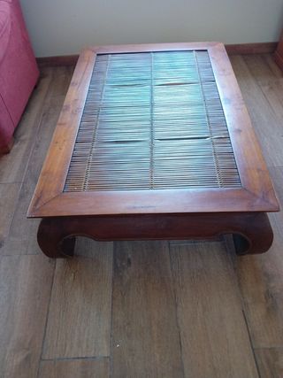 Mesa centro Bali - Ratán y madera necesita reparar