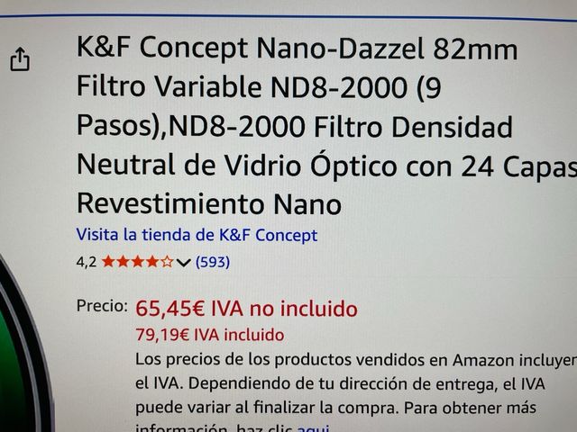 Filtro ND8-2000 K&f Concept 82mm