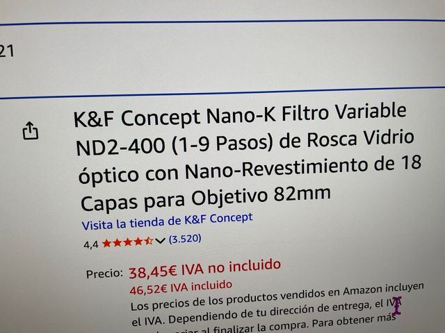 Filtro ND2-400 K&F Concept 82mm