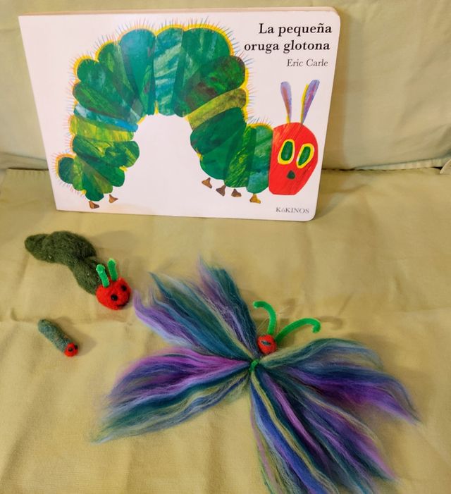 Il bruco goloso, lana cardata