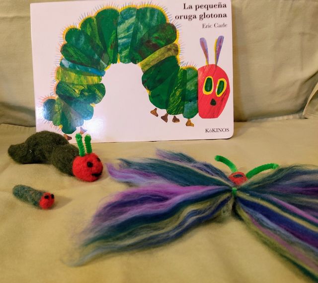 Il bruco goloso, lana cardata