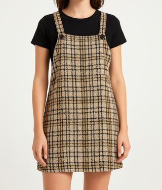 Vestido Zara cuadros beige-marrón