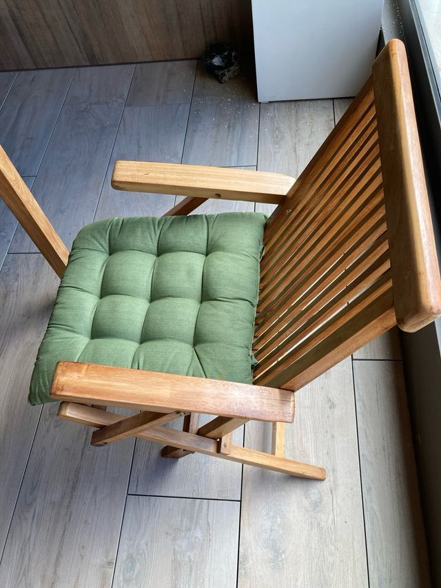 Mesa y 5 sillas terraza madera teca