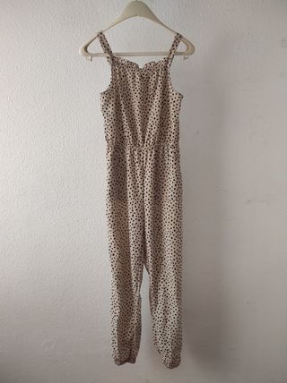Mono niña HiM beige - lunares negros