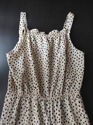 Mono niña HiM beige - lunares negros