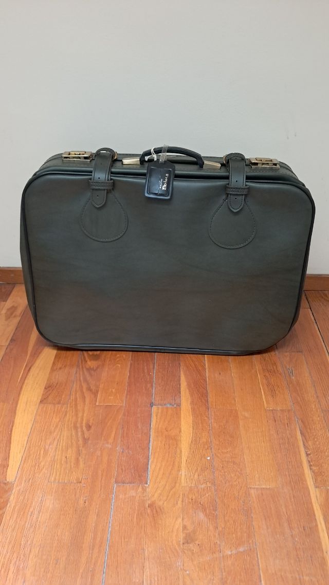 Maleta vintage piel verde