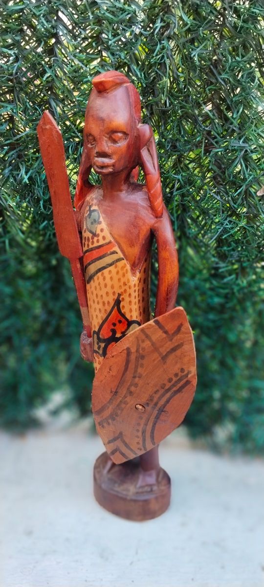 Pareja esculturas étnicas madera