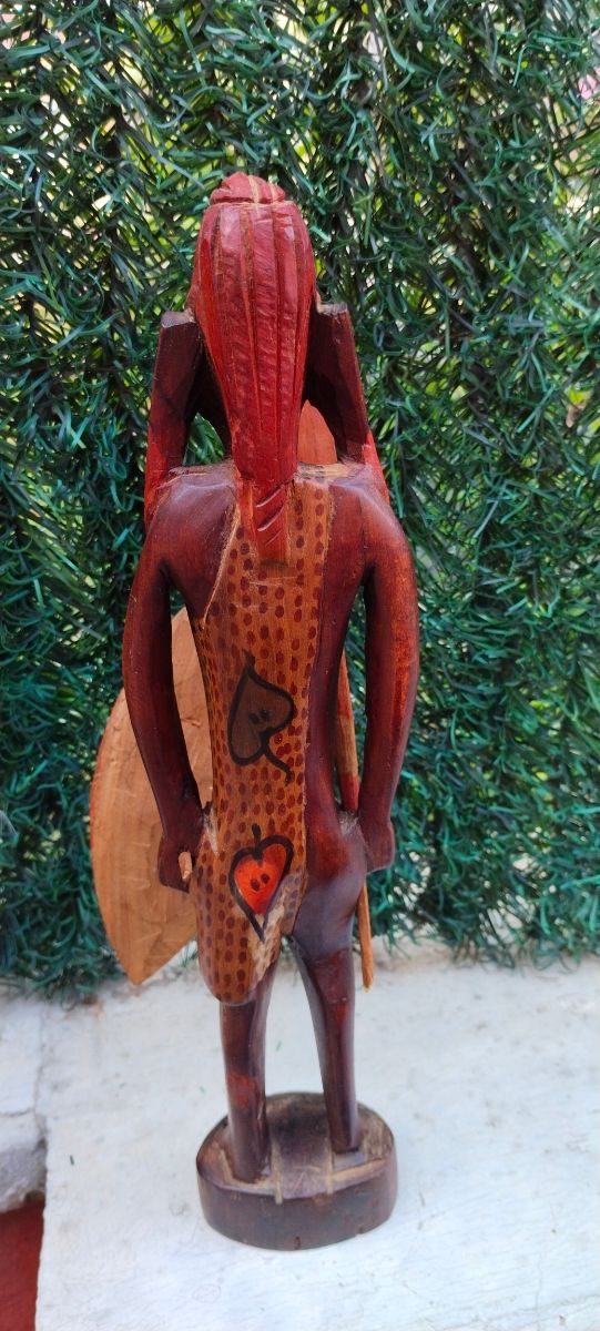 Pareja esculturas étnicas madera