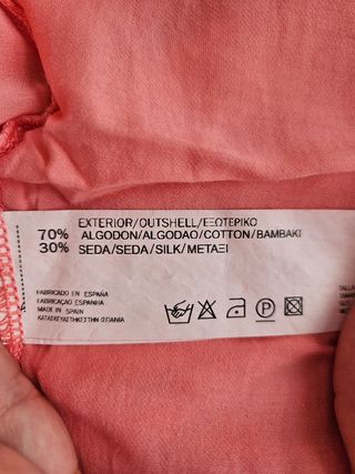 Top seda coral minibolsillo talla S