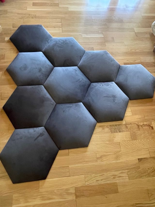 Cabecero terciopelo gris - 10 paneles