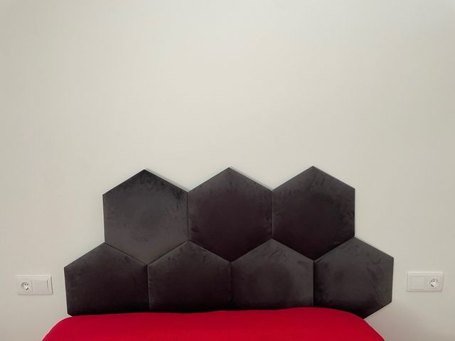 Cabecero terciopelo gris - 10 paneles