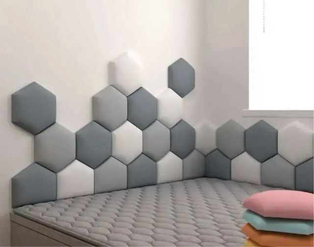 Cabecero terciopelo gris - 10 paneles