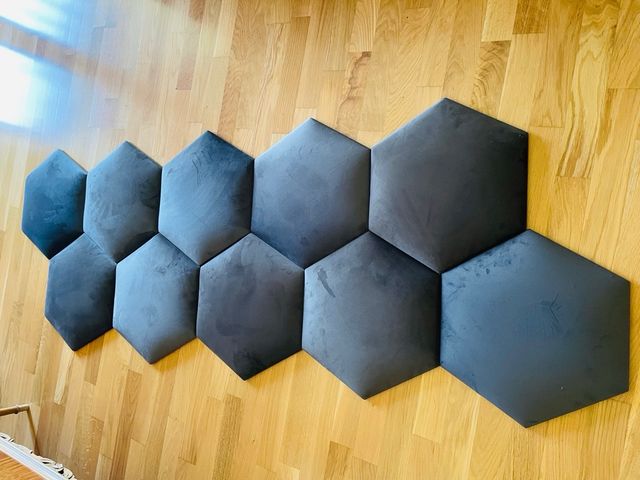 Cabecero terciopelo gris - 10 paneles