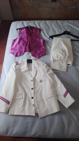 Traje comunión niño blanco-rosa