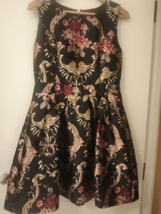 Vestido fiesta negro y dorado