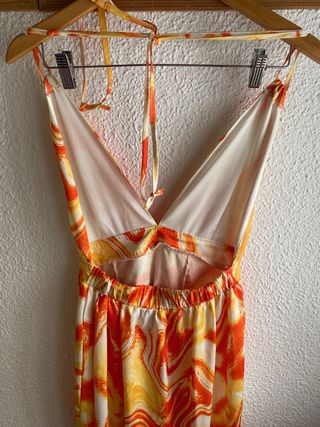 Vestido verano estampado - Naranja y blanco