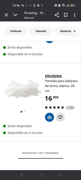 Pantalla Ikea Krusning 85cm