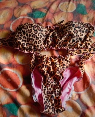 Bikini animalier marrone e rosa
