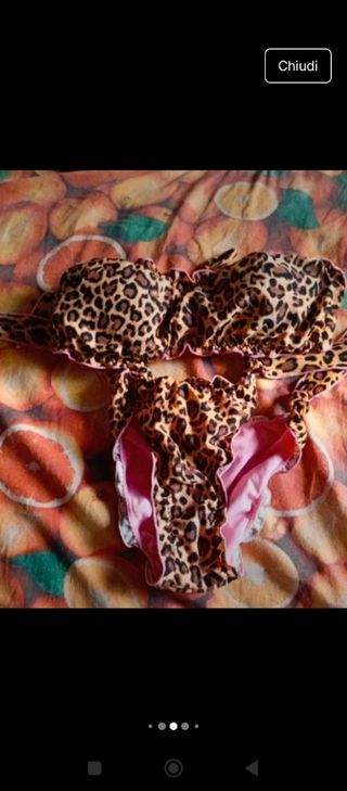 Bikini animalier marrone e rosa