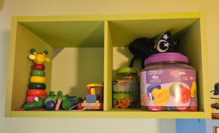 Estantería infantil verde 2 cubos