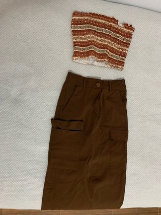 Conjunto top & falda marrón