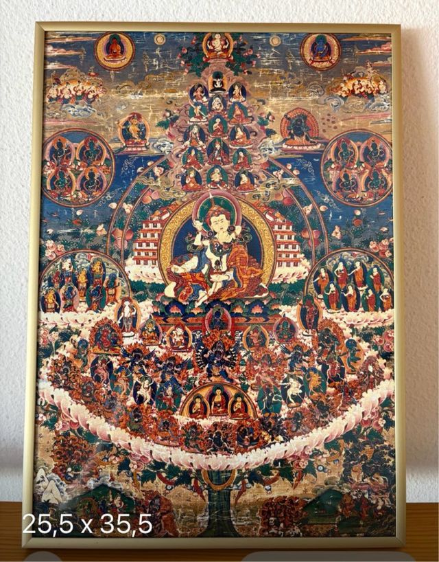 4 Cuadros Budistas enmarcados, vendo juntos.