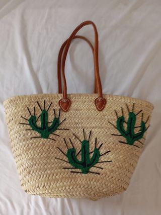 Capazo mimbre cactus