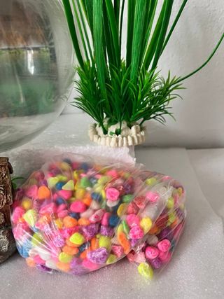 Mini pecera + decoración