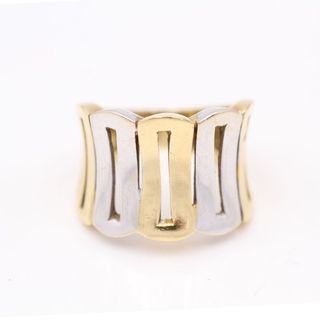 Anillo bicolor oro 18k, 7,36g.