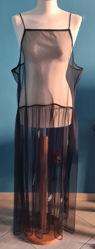 Vestito lungo Monki nero in rete