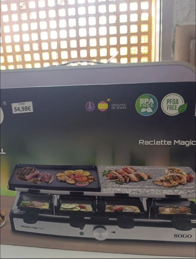 Parrilla +Piedra+Raclete SOGO 3 en 1 - 1400W