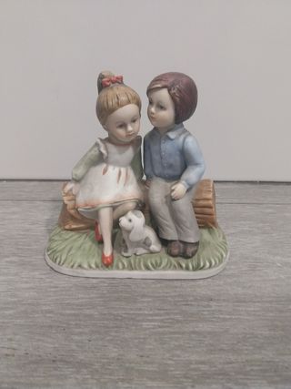 Pareja niños figura cerámica