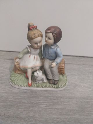 Pareja niños figura cerámica