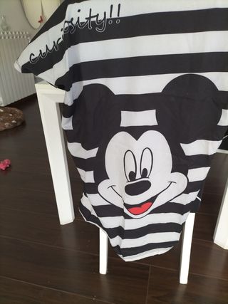 Maxi maglia a righe con topolino, manica corta