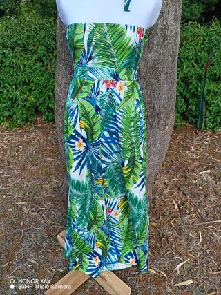 Vestito lungo estivo bianco e verde