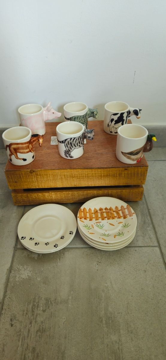 6 tazzine fatte a mano con animali