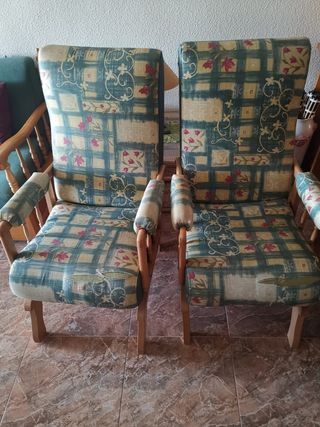 2 Sillones madera - tela floral