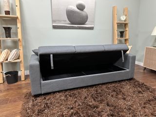 SOFA CAMA NUEVO CON BAUL,DOS TONOS DE GRIS